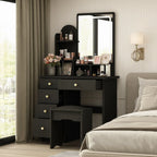 Makeup Vanity Set Table With LED Light &Mirror & Stool