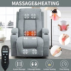 Power Lift Recliner Chair, Modern Single Motor Massage Sofa Chair with Lumbar Heating, USB Charging Port, Cup Holders