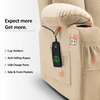 MCombo Large Power Lift Recliner with Extended Footrest for Big and Tall Elderly People, Hand Remote, Cup Holders, Fabric 7426