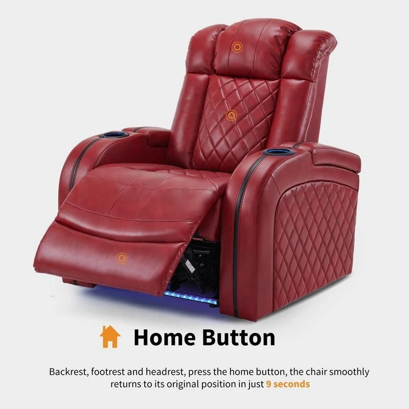 MCombo Power Recliner Chair with Adjustable Headrest, Dual Motor Home Theater Seating with USB Port, Breathable Leather HTS411