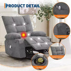 Power Lift Recliner Chair for Elderly with Massage and Heat, Oversized Massage & Heat Recliner with Soft Padded Upholstery, Side Pocket & Cup Holders