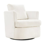 Modern Chenille Upholstered Swivel Accent Barrel Chair Set Modern Swivel Armchair for Living Room