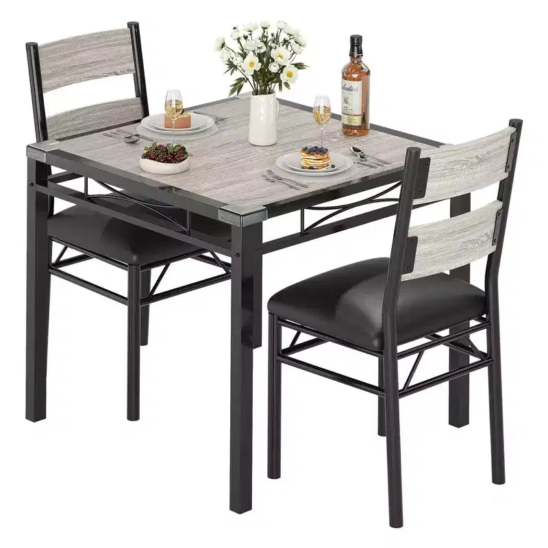 Dining Table Set for 4,with 4 Upholstered Chairs,5 Pcs Wood Kitchen Dining Room Table Set with Corner Protector for Kitchen,Apartment,Small Space