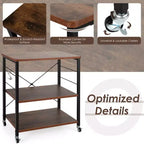 Scaffale da Cucina a 3 Livelli Costway, Carrello per Forno a Microonde con Gancio