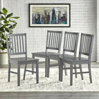 Set of 4 Solid Wood Slat-Back Dining Chairs, Sturdy Frame, Classic Design, Easy Assembly