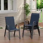 Patio Chairs,Outdoor Stackable Dining Chairs Set of 4/6 All Weather Lightweight Textilene Outdoor Chair Sets with Armrests for Backyard,Pool Deck