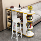 Table de bar contemporaine en pierre à plateau libre avec rangement pour bars à domicile