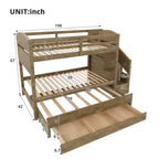 Whisen Letto a castello Twin XL con rotelle estraibili, letto a castello con contenitore, letto a castello in legno massello, scala con contenitore, armadio, 3 cassetti, per bambini