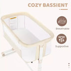 Baby Bassinet with Wheels – Beige / Gray / Pink, Bedside Sleeper, for 1 Baby