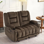 MCombo Power Reclining Loveseat Sofa with Heat and Massage, Fabric PR648