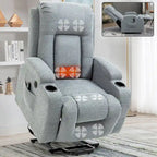 Power Lift Recliner Chair, Modern Single Motor Massage Sofa Chair with Lumbar Heating, USB Charging Port, Cup Holders