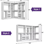 Besiost Set of 3 Corner Closet System with Tower Shelves and Drawers, Freestanding Closet Organizer with Hanging Rods