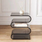 Contemporary Acrylic S-Shaped Side Table with Storage