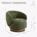 Spruce&Spring Upholstered Swivel Accent Barrel Chair with Wood Base