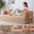 80.7 5-in-1 Convertible Sleeper Sofa Bed – Corduroy, 1200 lbs, No Assembly