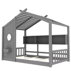 Twin/Full Size House Platform Bed Frame Toddler Floor Bed Kids Montessori Bed Playhouse Bed with Storage Shelf - ModernLuxe