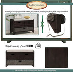 Wood Storage Bench with 2 Woven Baskets
