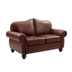 Transitional Genuine Leather Sofa With Tufted Back