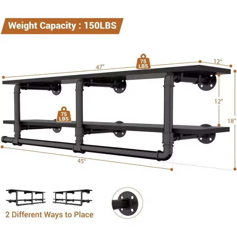 Besiost 2-Tier Clothing Rack with Hanging Rod, Clothing Shelves with Top Shelf