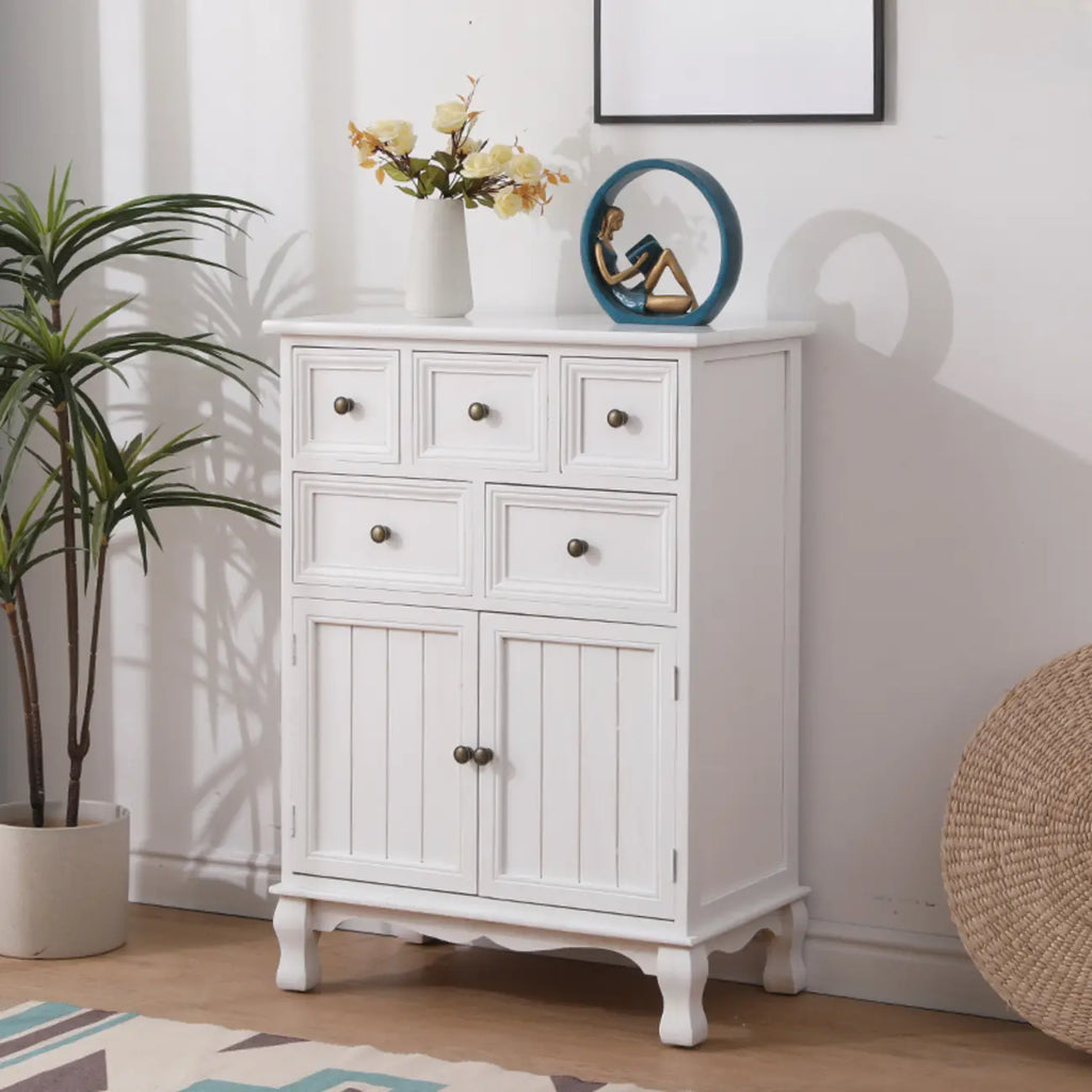 Rustic Brown Wood Accent Cabinet for Living Room Storage