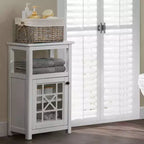 17"x29" Derby Deluxe Floor Storage Cabinet White - Alaterre Furniture: Hardwood Frame, 2-Shelf Bath Organizer