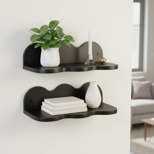 12" Wavy Wall Shelf 2pk Black - Room Essentials™
