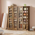Lantine Tall Shoe Cabinet with Doors, 8-Tier Shoe Storage with Adjustable Shelves, Modern Shoe Rack Cabinet for Hallway, Closet, Living Room, White