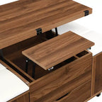 Multi-Function Modern Lift-Top Coffee Table with Hidden Storage, 4 Stools and Casters, Perfect for Modern Living Spaces