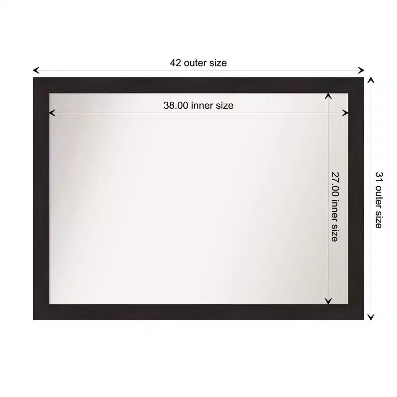 Specchio da parete stretto color espresso 42" x 31" senza smussatura