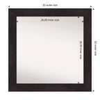 Specchio da parete per bagno 80x80 cm, senza smussatura, marrone espresso: moderna cornice quadrata in polistirene, montaggio a parete
