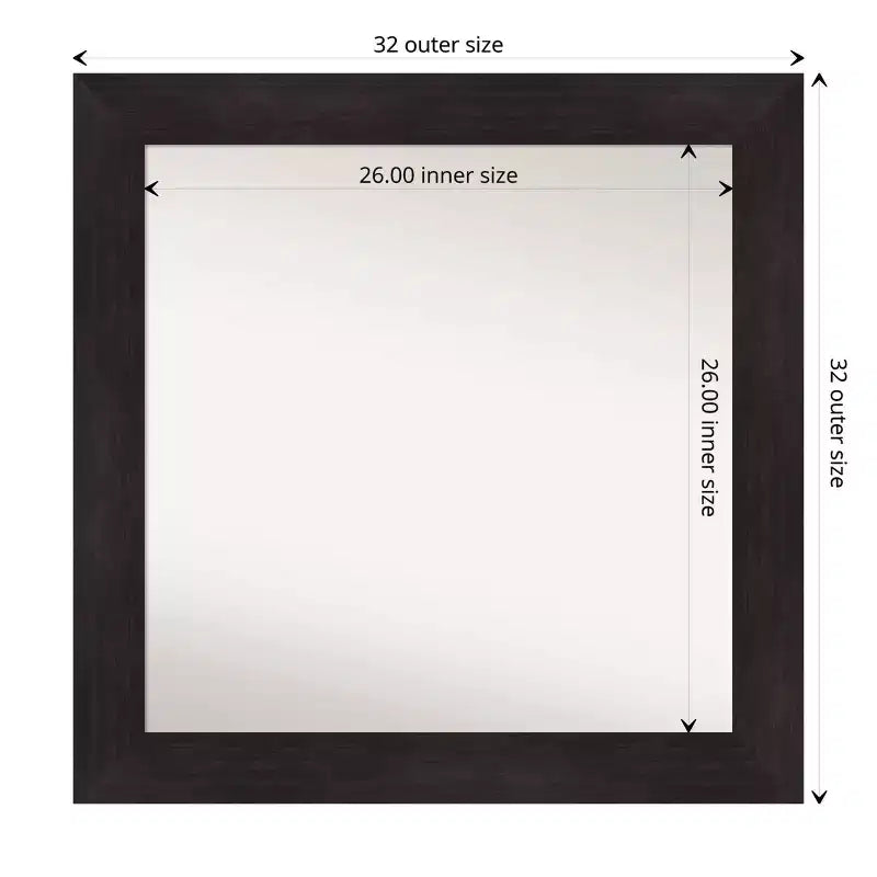 Specchio da parete per bagno 80x80 cm, senza smussatura, marrone espresso: moderna cornice quadrata in polistirene, montaggio a parete