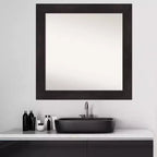 Specchio da parete per bagno 80x80 cm, senza smussatura, marrone espresso: moderna cornice quadrata in polistirene, montaggio a parete