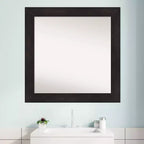 Specchio da parete per bagno 80x80 cm, senza smussatura, marrone espresso: moderna cornice quadrata in polistirene, montaggio a parete