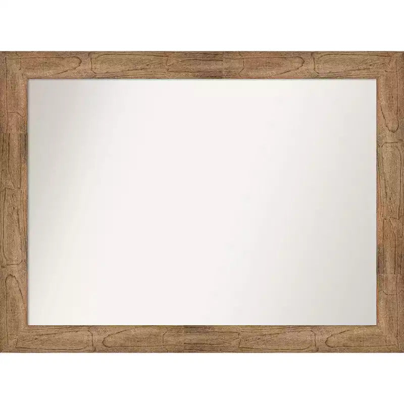 44" x 33" Non-Beveled Owl Wood Bathroom Wall Mirror Brown - Amanti Art: Modern Rectangle, Wall Mount, Wood Frame