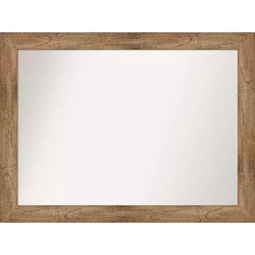 44" x 33" Non-Beveled Owl Wood Bathroom Wall Mirror Brown - Amanti Art: Modern Rectangle, Wall Mount, Wood Frame