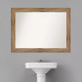 44" x 33" Specchio da Parete da Bagno Gufo Non Smussato Marrone: Rettangolare Moderno, Montaggio a Parete, Cornice in Legno