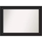 Amanti Art 42"x30" Non-Beveled Colonial Black Wall Mirror : Modern Style, Polystyrene Frame, Includes Mounting Hardware