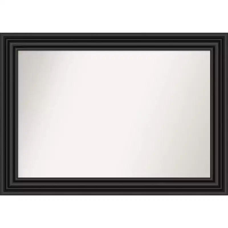 Amanti Art 42"x30" Non-Beveled Colonial Black Wall Mirror : Modern Style, Polystyrene Frame, Includes Mounting Hardware