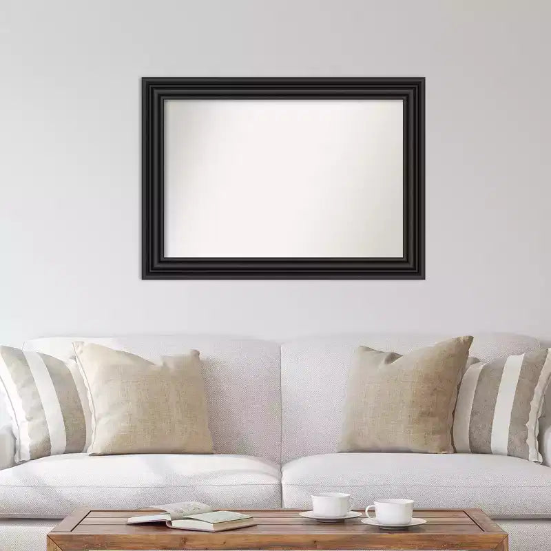 Specchio da Parete Nero Coloniale senza Smussature 42"x30": Stile Moderno, Cornice in Polistirene, Ferramenta di Montaggio Inclusa