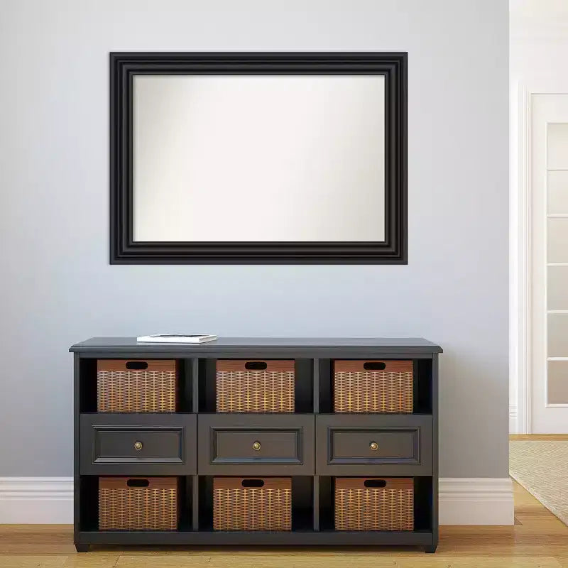 Specchio da Parete Nero Coloniale senza Smussature 42"x30": Stile Moderno, Cornice in Polistirene, Ferramenta di Montaggio Inclusa