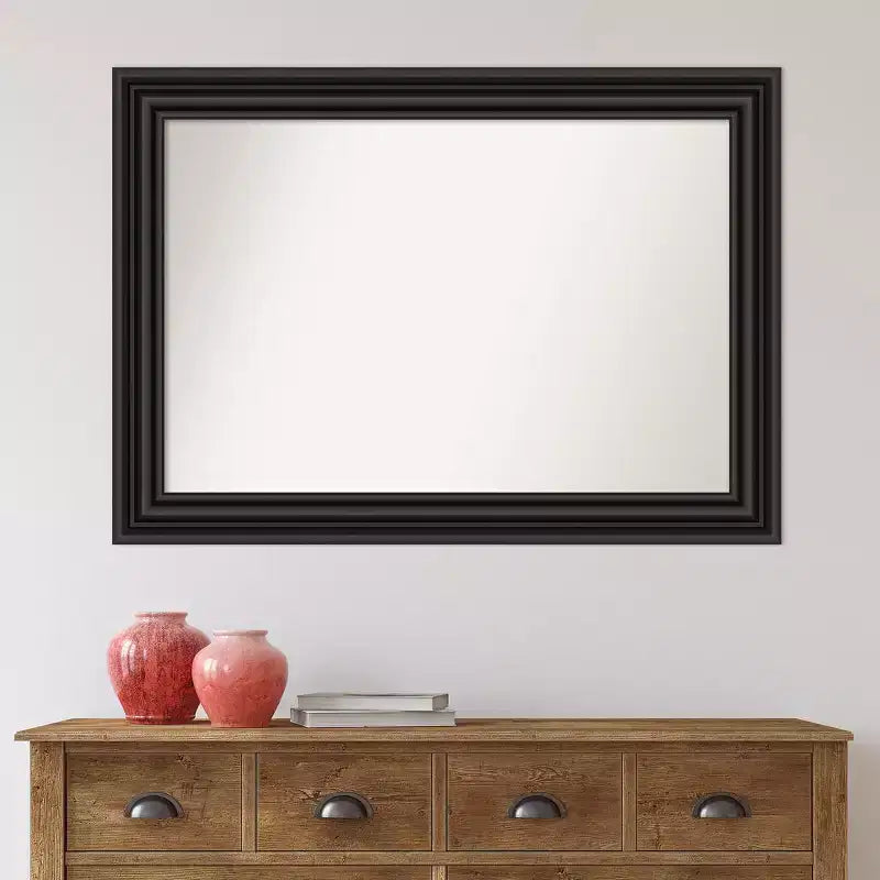 Specchio da Parete Nero Coloniale senza Smussature 42"x30": Stile Moderno, Cornice in Polistirene, Ferramenta di Montaggio Inclusa