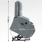 Power Lift Recliner Chair, Modern Single Motor Massage Sofa Chair with Lumbar Heating, USB Charging Port, Cup Holders