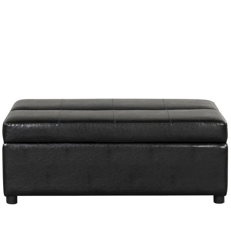 Twin Size Folding Pull out Ottoman Sleeper Bed with Mattress Convertible Guest Bed, PU Upholstered Sleeper Sofa