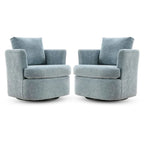 Modern Chenille Upholstered Swivel Accent Barrel Chair Set Modern Swivel Armchair for Living Room