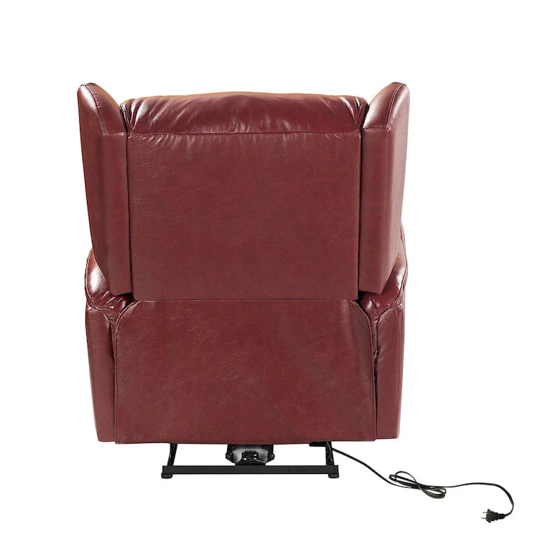Genuine Leather Power Recliner with USB Port – Wingback Nailhead Set of 2