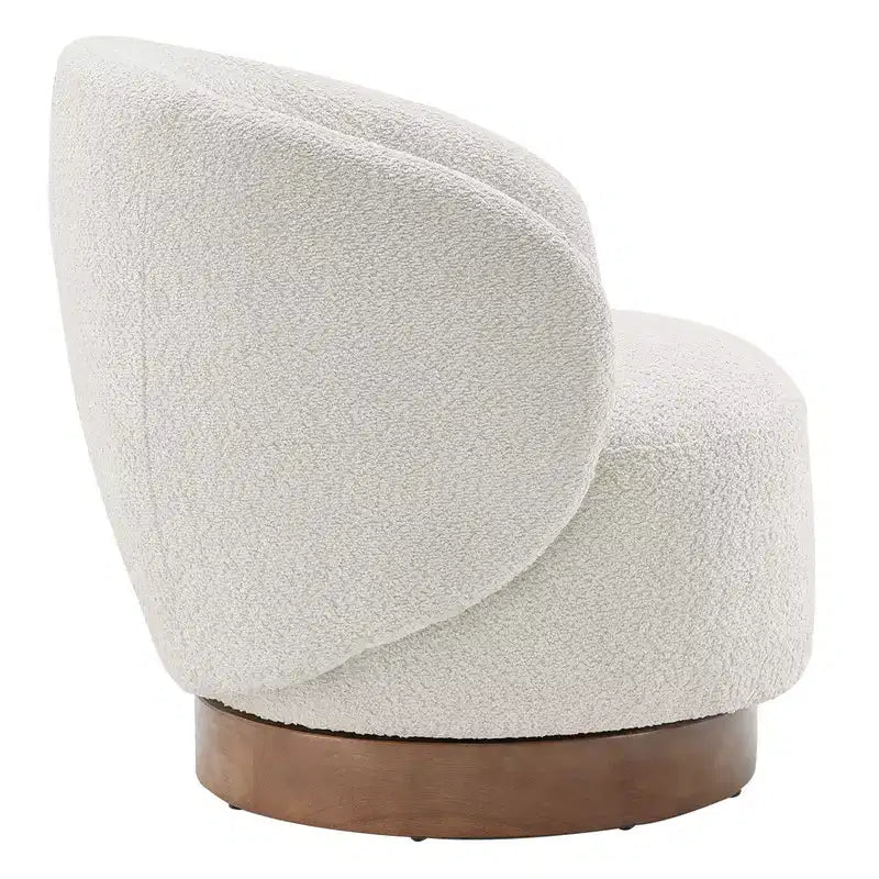 Spruce&Spring Upholstered Swivel Accent Barrel Chair with Wood Base