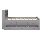 Letto a piattaforma con letto estraibile e cassetti, Letto a piattaforma contenitore con USB, Letto a piattaforma in legno con libreria