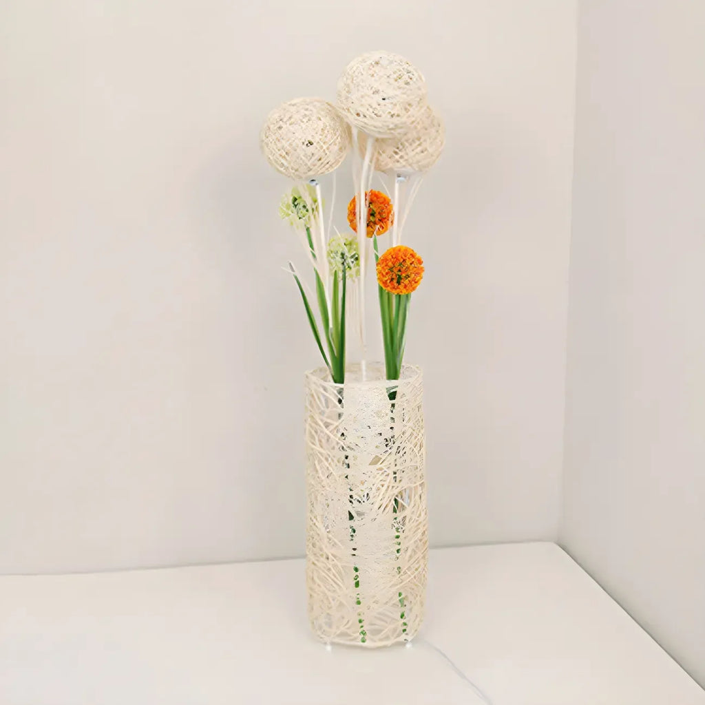Plug In Column LED Rattan Floor Lamp for Living Room