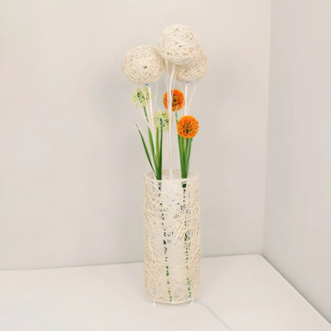 Plug In Column LED Rattan Floor Lamp for Living Room