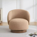Spruce&Spring Upholstered Swivel Accent Barrel Chair with Wood Base
